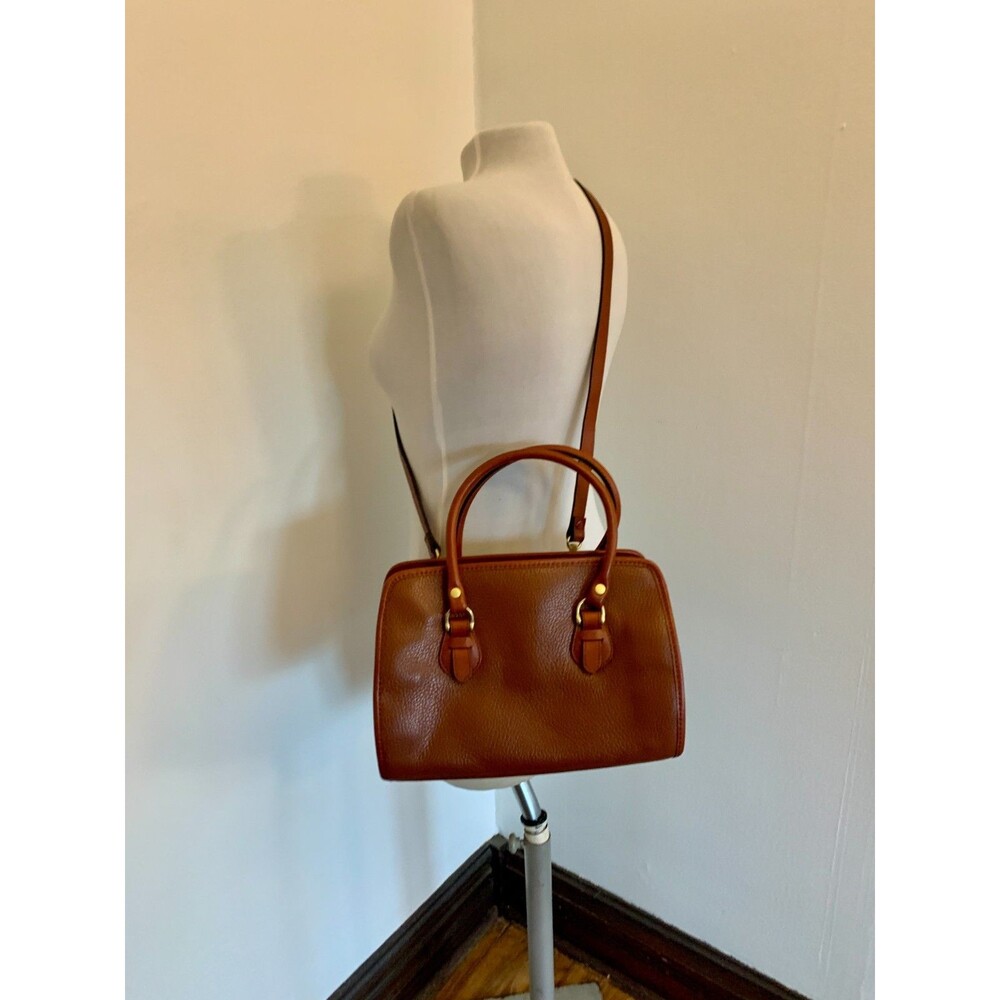 Leather & Co. by Liz Claiborne Brown Leather Crossbody Purse Bag Satchel Round - Picture 2 of 13